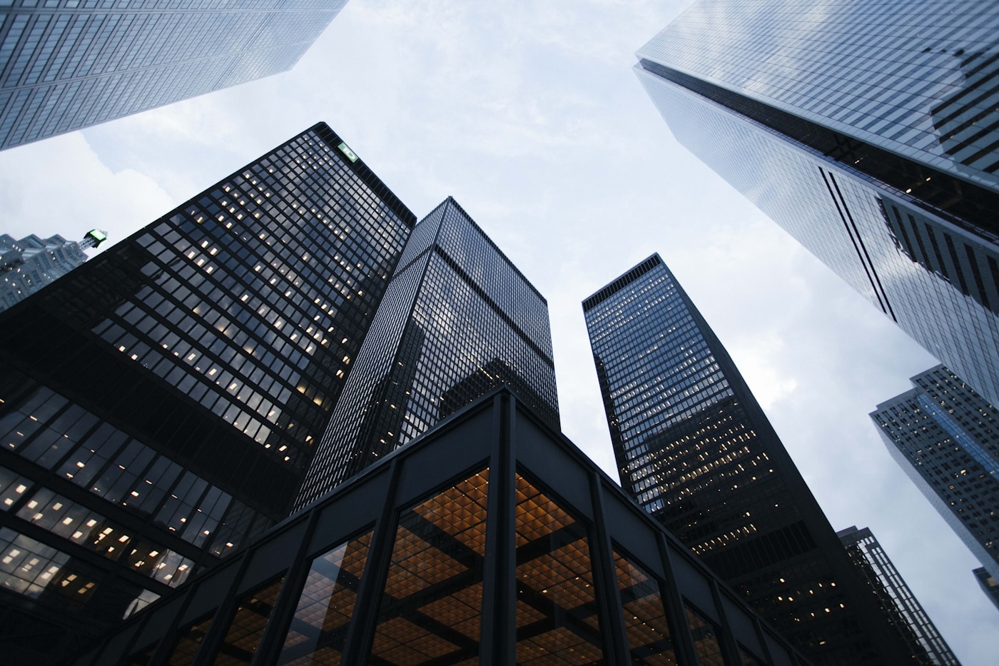 Contemporary glass architecture reaching into the sky