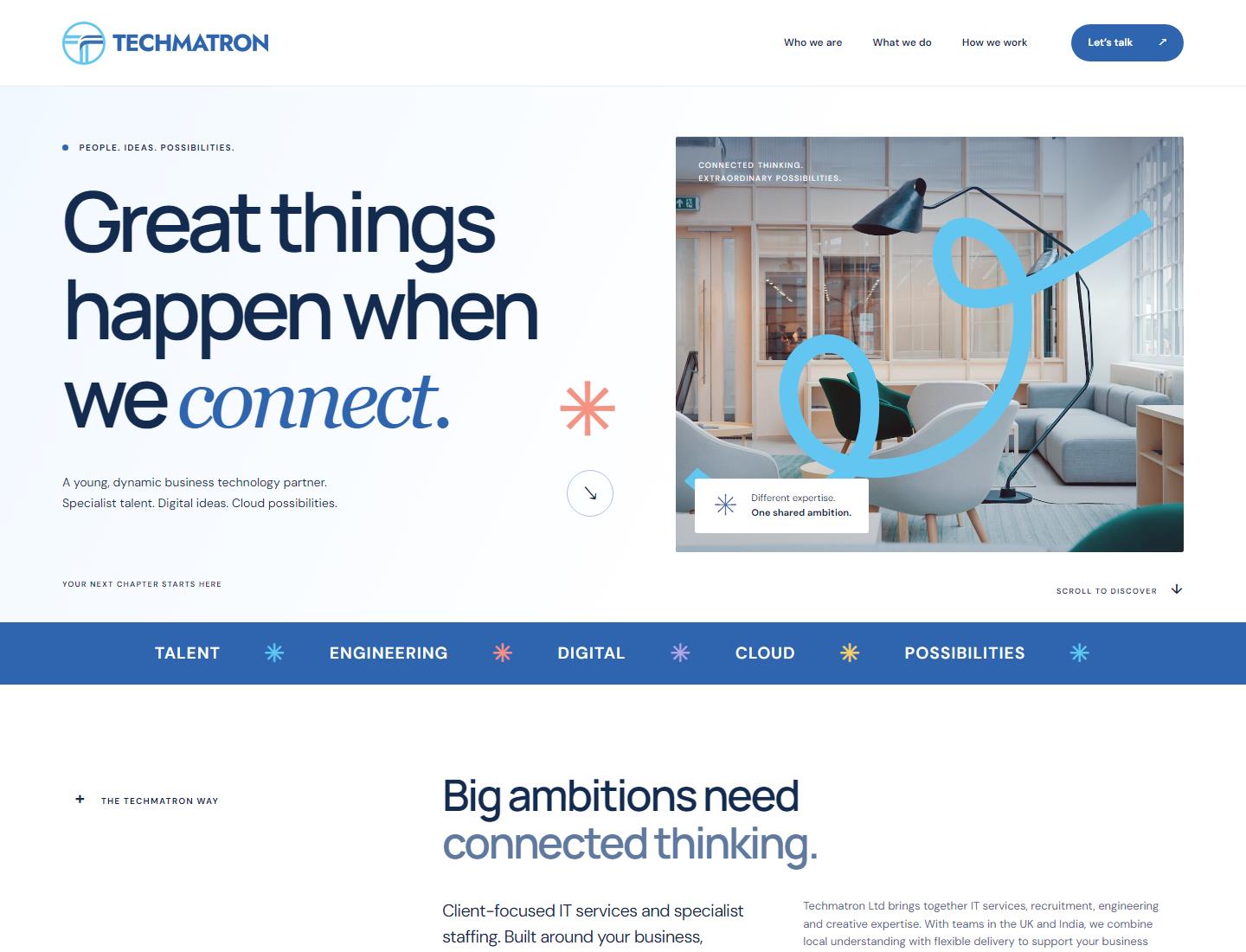 Techmatron website interface showing the supplied logo and editorial layout